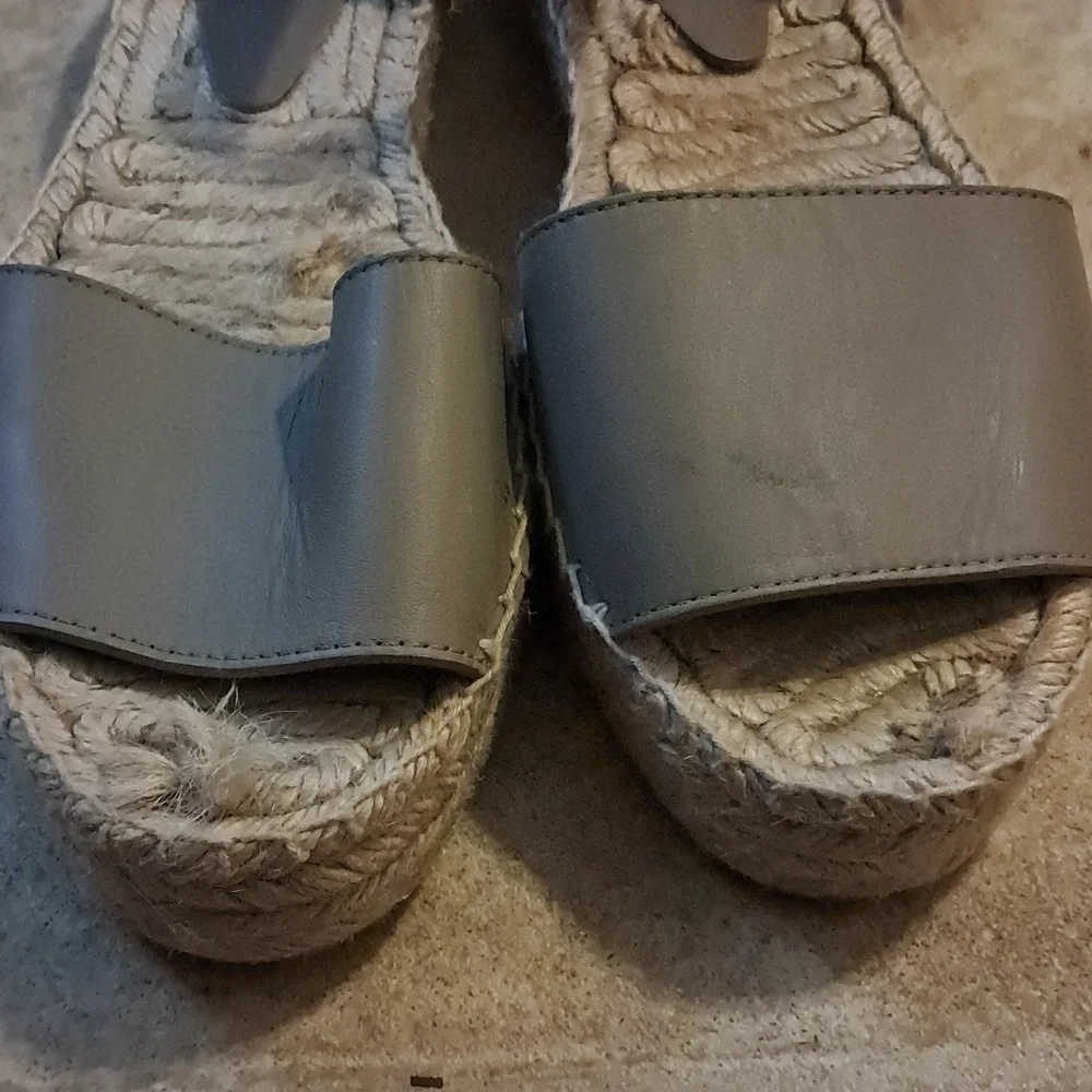 Vince Edie Leather Espadrille Gray 9 Casual  Boho Vacaay Festival Neutral Preown